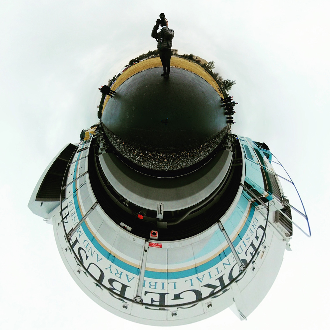 36 0 degree view of UPRR locomotive #4141 at George H. W. Bush funeral at Texas A&M  by Scott Dobry Pictures photographer in Omaha, Nebraska