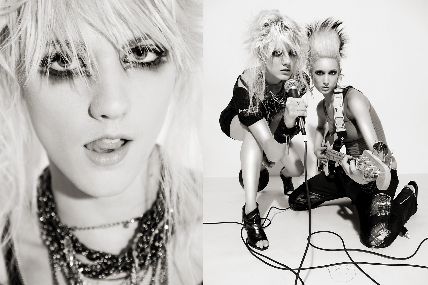 Rock and Roll girls photographed in studio  black and white  by Scott Dobry Pictures photographer in Omaha, Nebraska